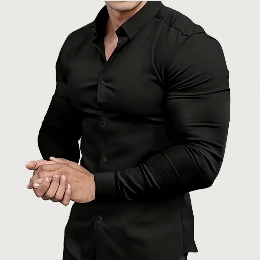 Spring Autumn Men's Solid Color Casual Long-Sleeve Shirt