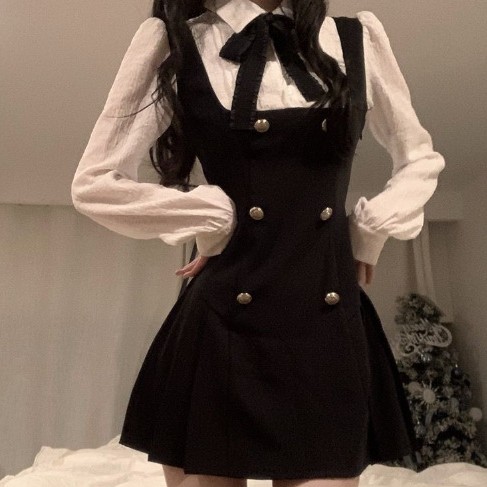 French-style Suspender Fake Two-Piece Dress For Women