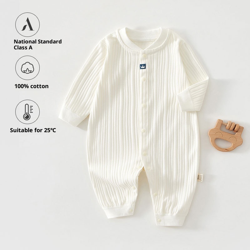 Spring Autumn Pure Cotton Four-season Long-sleeve Seamless Newborn Baby Garment