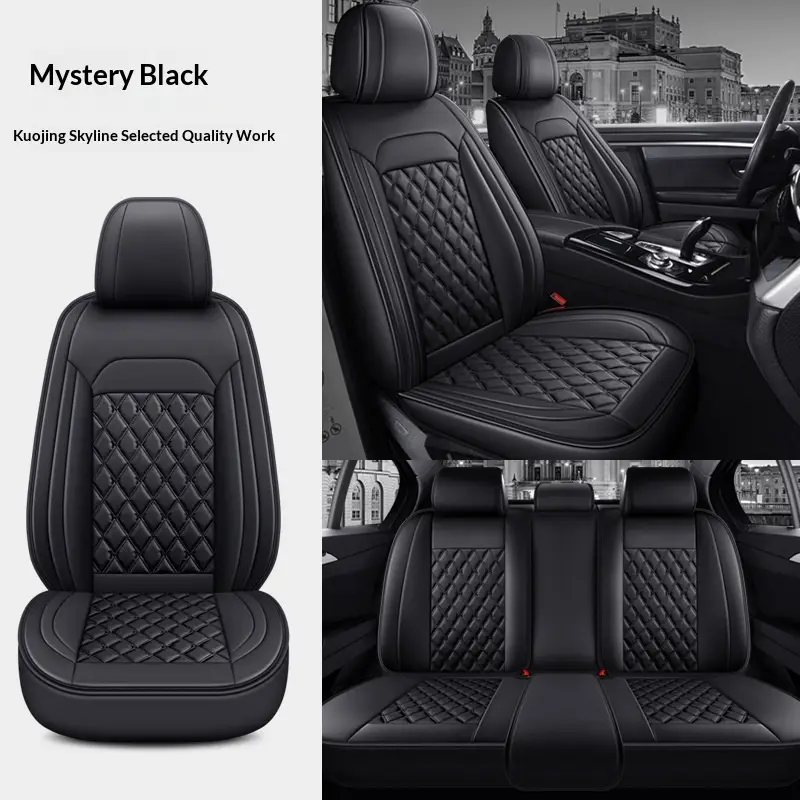 Full-Leather Diamond-Pattern Car Seat Cover Set