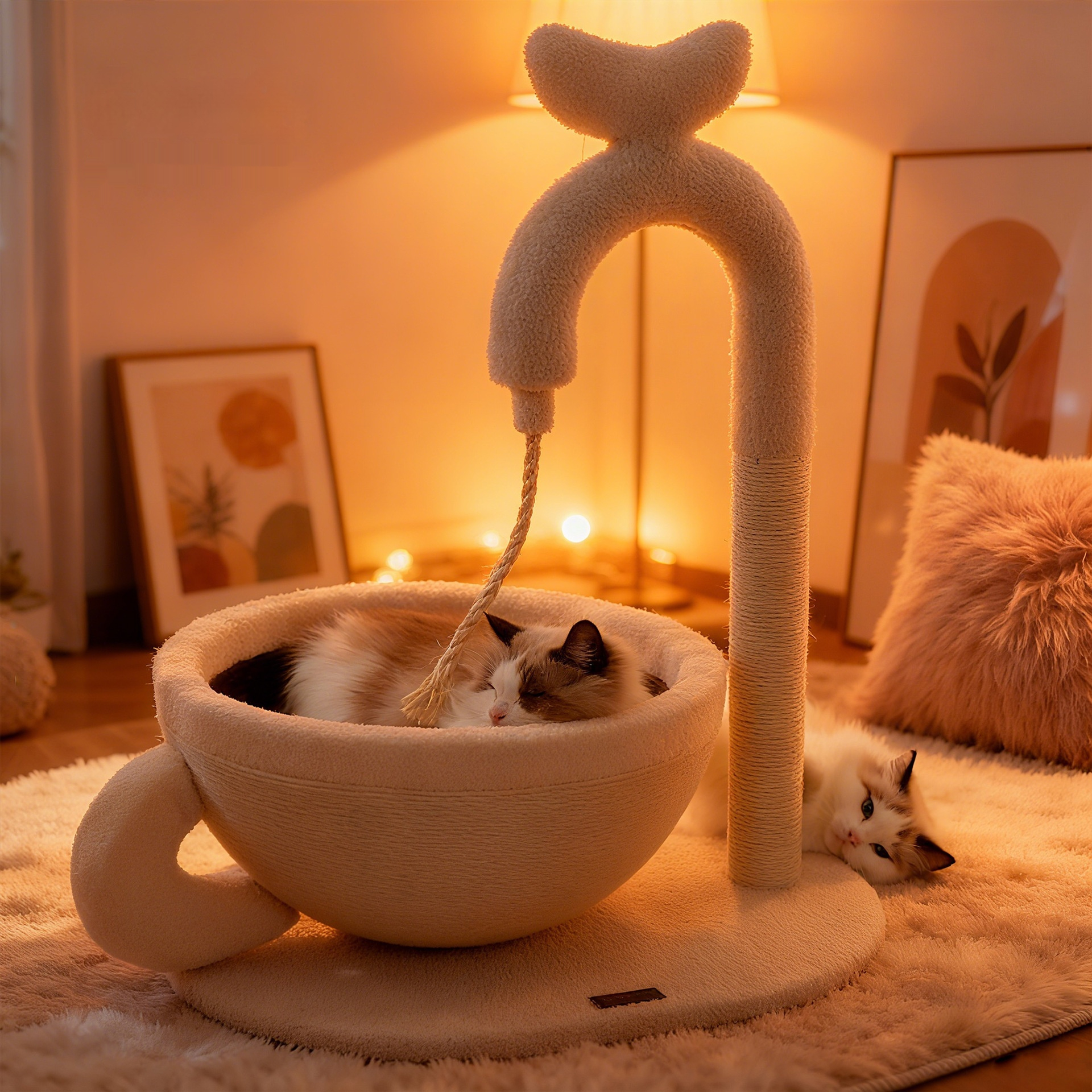 Sisal Cat Scratching Post And Bed Combo Extra Scratchable Cat Toy
