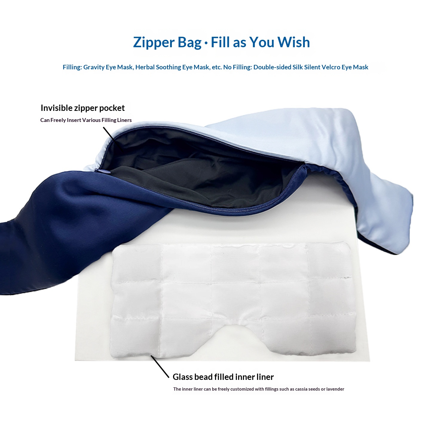 Silk Gravity Eye Mask Chain Pouch With Customizable Filling