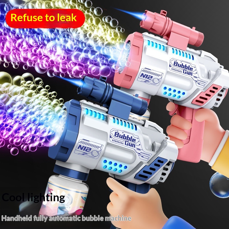 12-Hole Leak-Proof Fully Automatic Light-Up Electric Bubble Gun