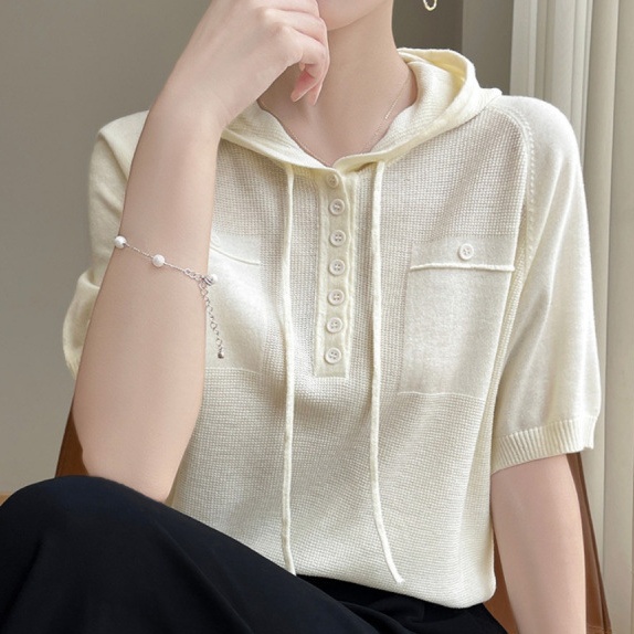 Knitted Summer Casual Simple Base Short-Sleeve Top