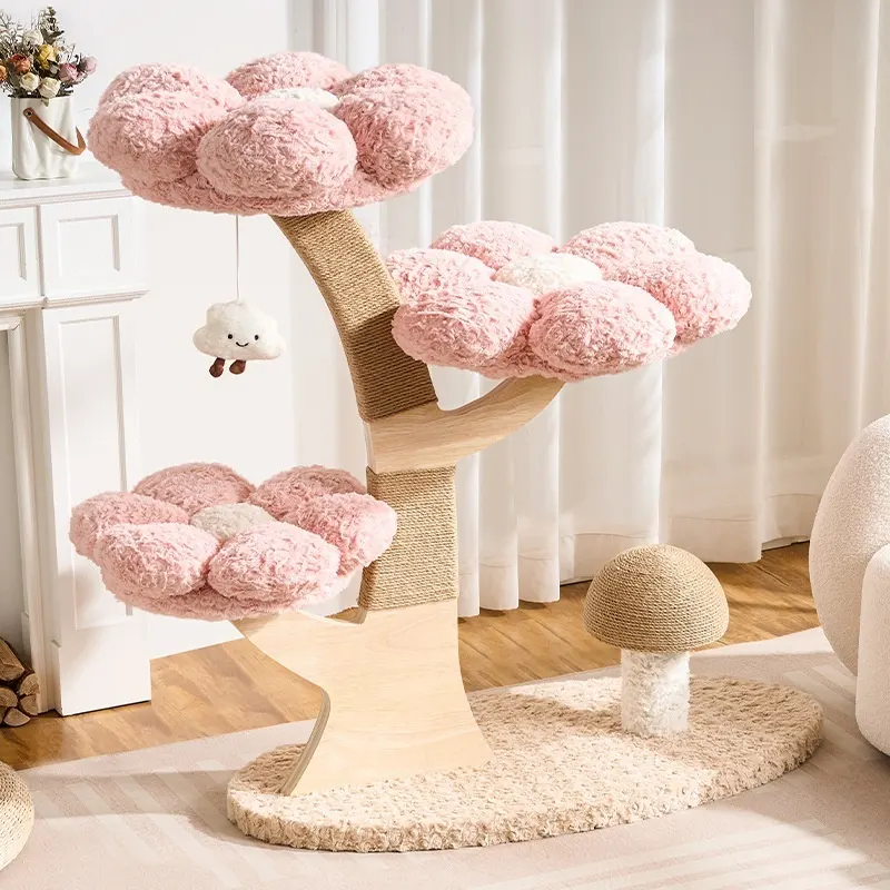 Compact, Space-saving Cat Tree With A Cozy Nest And A Durable Mushroom-shaped Sc