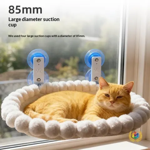 Folding Balcony Cat Hammock Suction-Cup Mount Cat Hanging Window