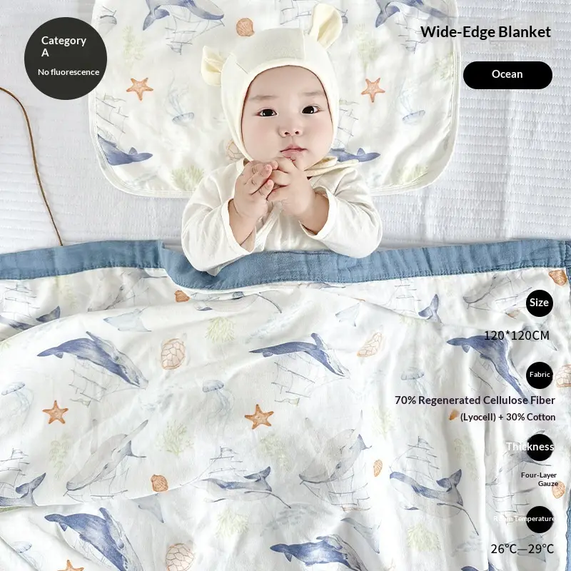 8-Ply Bamboo Cotton Gauze Class A Baby Gauze Pillowcase