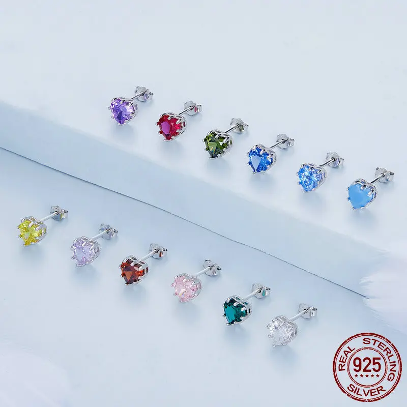 S925 Sterling Silver December Love Birthstone Stud