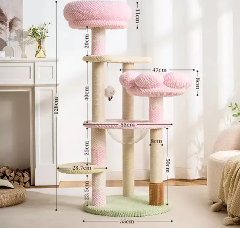 Solid Wood Cat Tree That Doesnt Take Up Much Space With Hanging Ball Toys