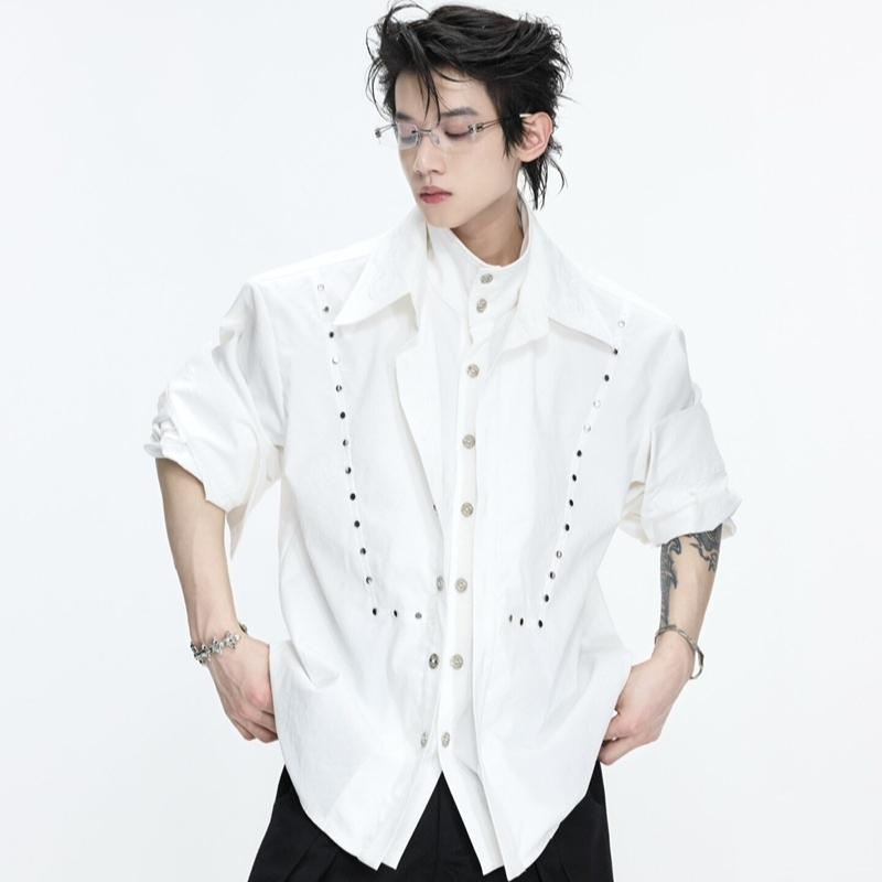 Linen-Blend Faux Two-Piece Shirt, picture 4 of 5