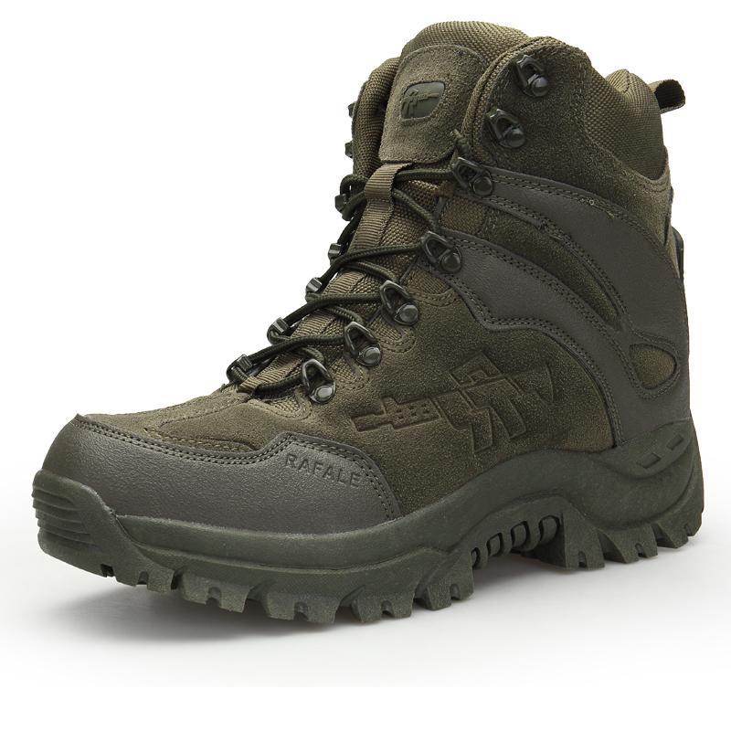 Men's Simple Sand Color High-top Hiking Boots