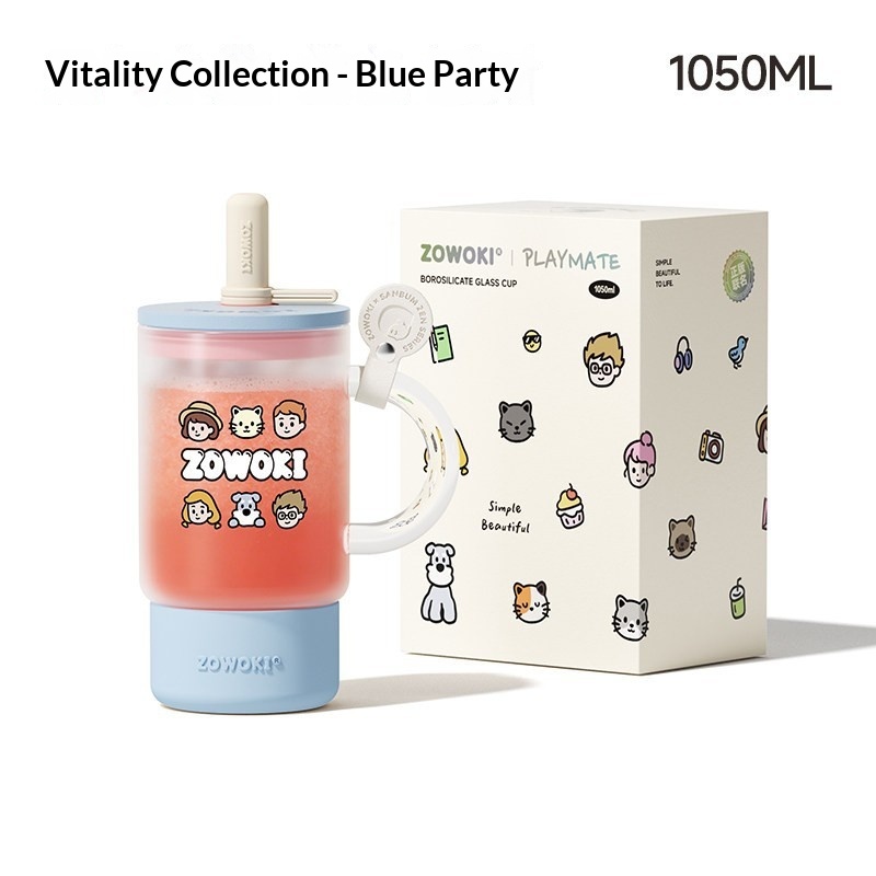 Creative Cartoon-Printed Large-Capacity Borosilicate Glass Mug