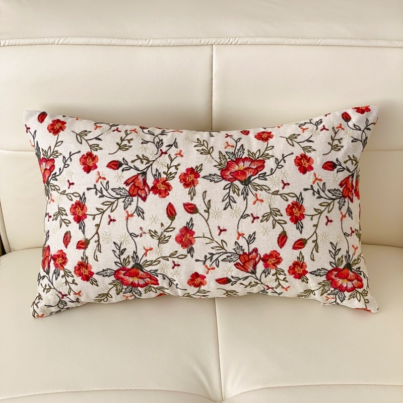 Embroidered Floral Throw Pillow, picture 2 of 5
