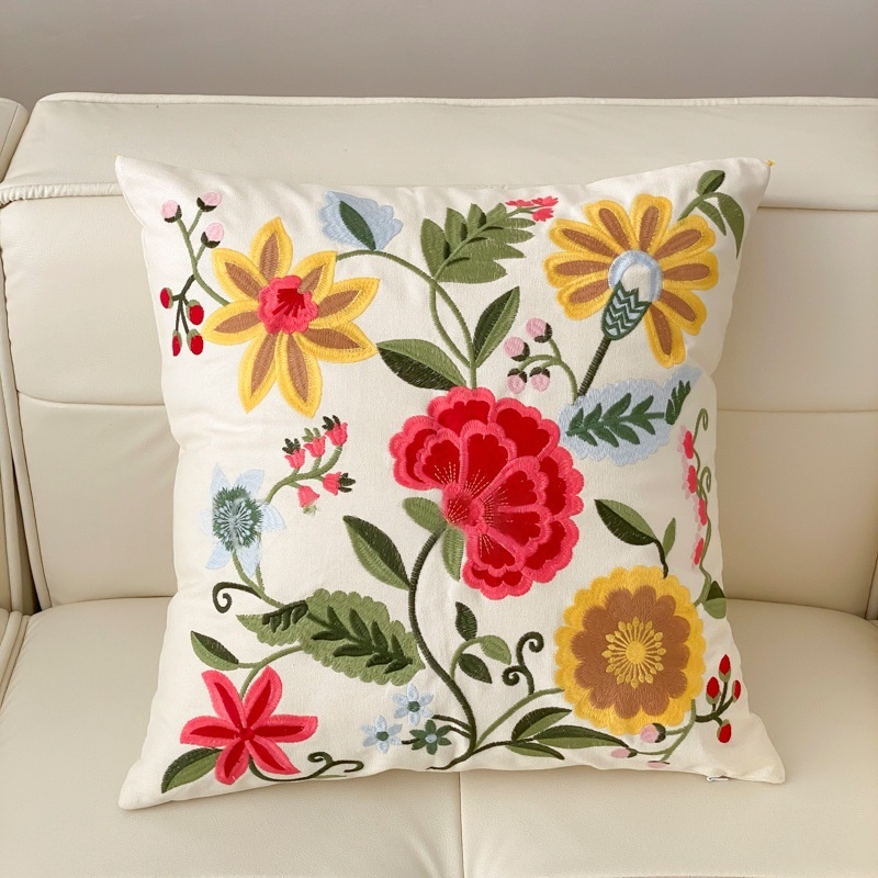 Embroidered Floral Throw Pillow, picture 5 of 5