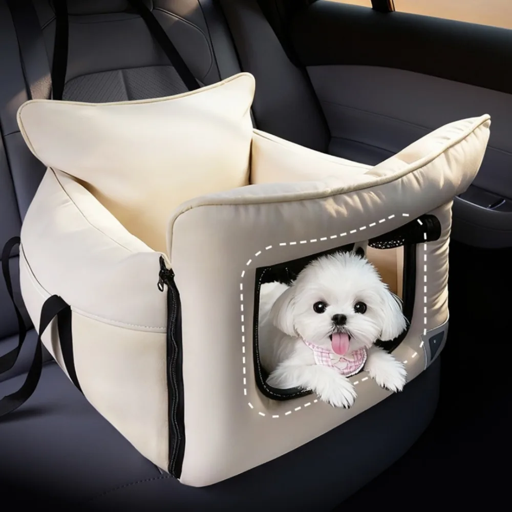Pet Car Kennel Detachable and Washable Car Travel Carrier