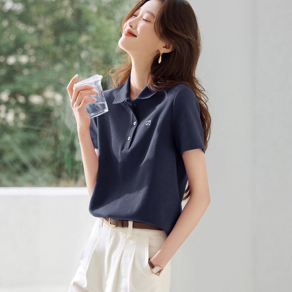 Youth-Boosting Cotton Polo Shirt with Turn-Down Collar Youth-Boosting Cotton Polo Shirt with Turn-Down Collar