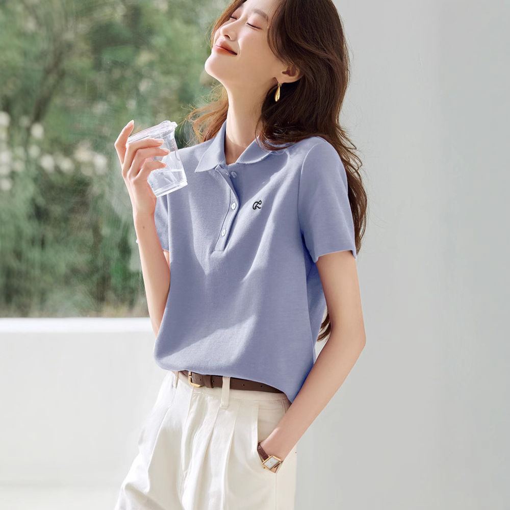 Youth-Boosting Cotton Polo Shirt with Turn-Down Collar Youth-Boosting Cotton Polo Shirt with Turn-Down Collar