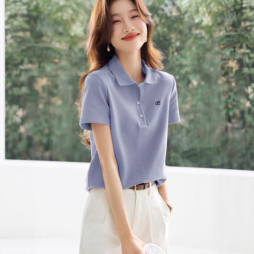 Youth-Boosting Cotton Polo Shirt with Turn-Down Collar Youth-Boosting Cotton Polo Shirt with Turn-Down Collar