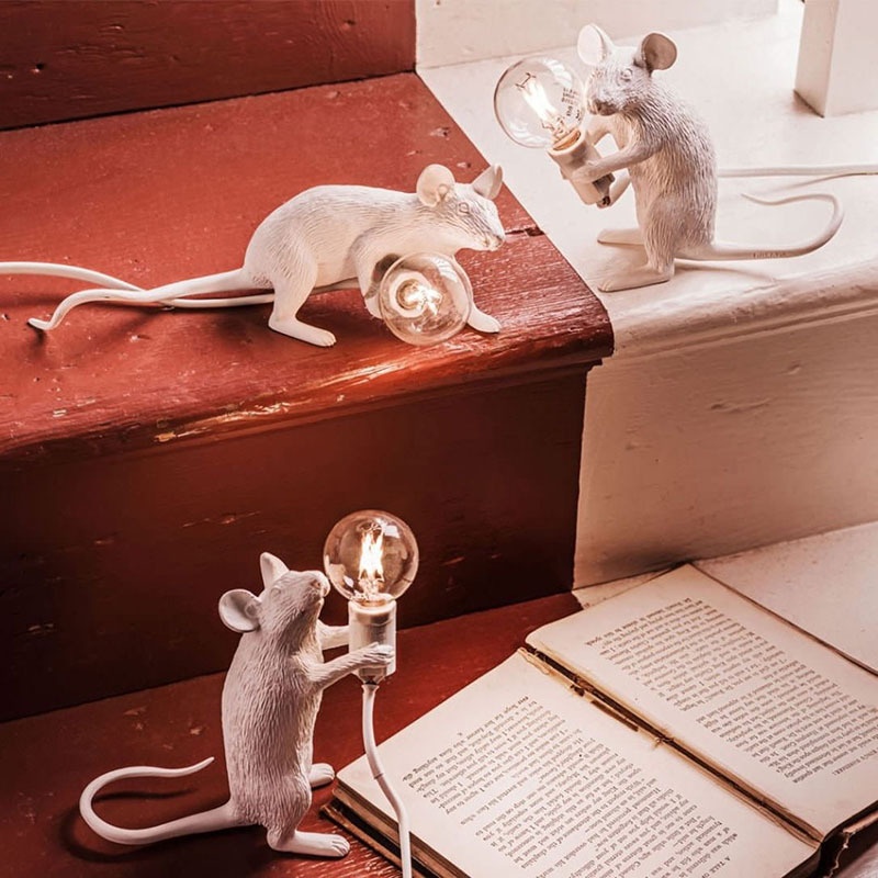 Nordic-style Creative White Animal Mouse Lamp For Living Room And Dining Room 3