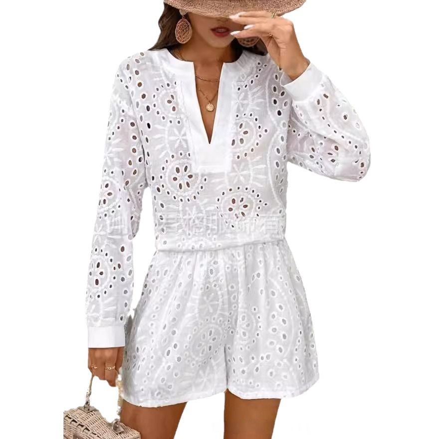 Loose V-Neck Fashionable Casual Womens Set
