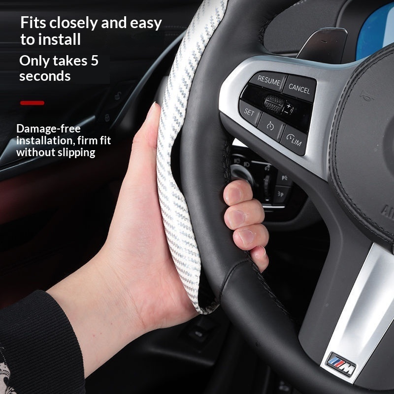 Carbon Fiber Pattern Steering Wheel Cover Clip-on Handlebar Grips