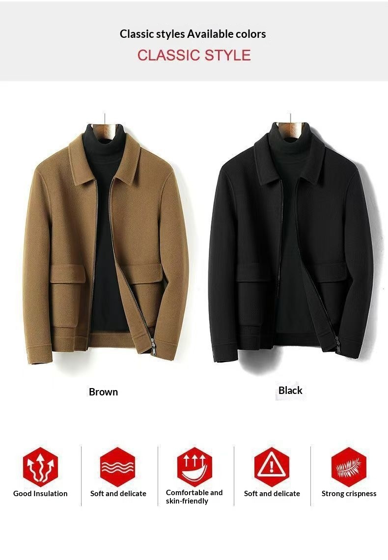 Wool Blend Cardigan Jacket for Men, Loose Fit Mandarin Collar Wool Blend Cardigan Jacket for Men, Loose Fit Mandarin Collar