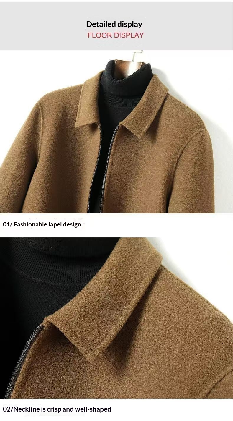 Wool Blend Cardigan Jacket for Men, Loose Fit Mandarin Collar Wool Blend Cardigan Jacket for Men, Loose Fit Mandarin Collar