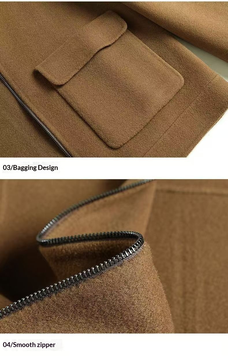 Wool Blend Cardigan Jacket for Men, Loose Fit Mandarin Collar Wool Blend Cardigan Jacket for Men, Loose Fit Mandarin Collar