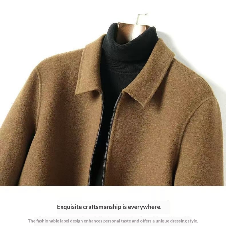 Wool Blend Cardigan Jacket for Men, Loose Fit Mandarin Collar Wool Blend Cardigan Jacket for Men, Loose Fit Mandarin Collar