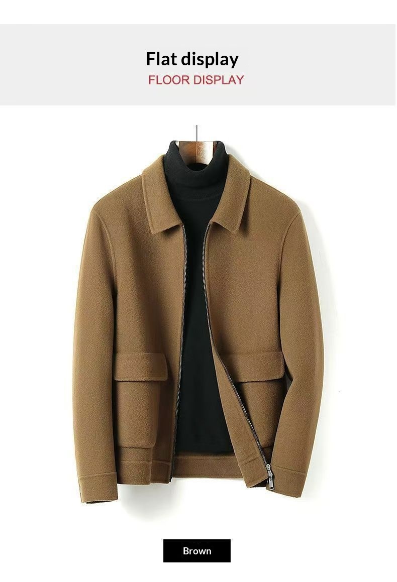 Wool Blend Cardigan Jacket for Men, Loose Fit Mandarin Collar Wool Blend Cardigan Jacket for Men, Loose Fit Mandarin Collar