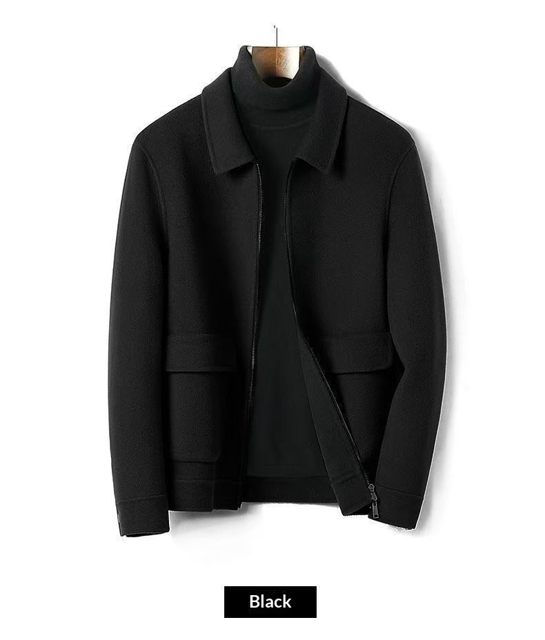 Wool Blend Cardigan Jacket for Men, Loose Fit Mandarin Collar Wool Blend Cardigan Jacket for Men, Loose Fit Mandarin Collar
