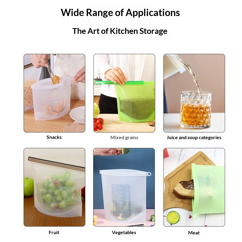 Silicone Fresh-Keeping Bags Food-Grade Sealed Bags Household Container Kitchen Food Storage Bags — foto 3