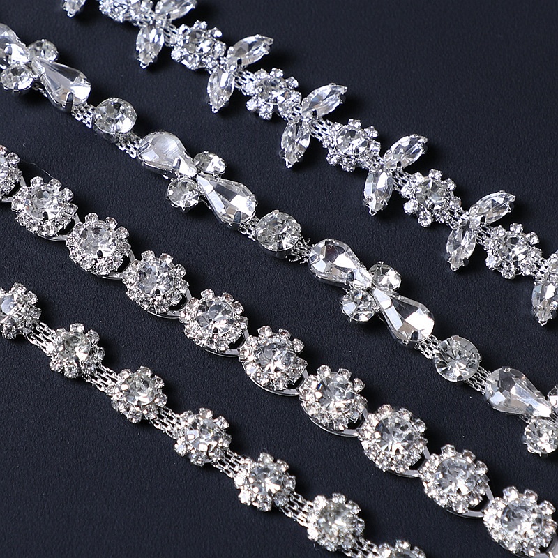 Chain Accessories Rhinestone Chain DIY Jewelry Soldered Chain Floral Design