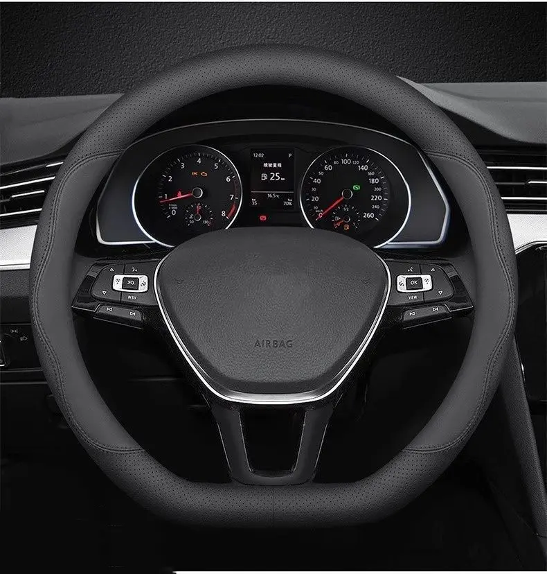 Car Steering Wheel Cover With Elastic Band No Inner Ring Double-stitched Handle