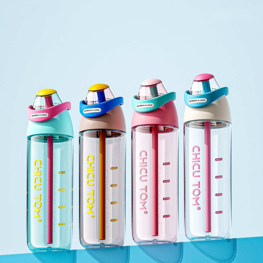 Large-Capacity Simple-Printed Portable Sports Plastic Straw Cup