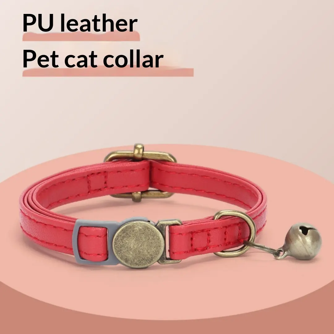 Retro Style Durable Leather Cat Pet Collar