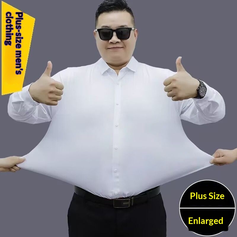 Men's Plus-Size Solid Color Casual Long-Sleeve Shirt