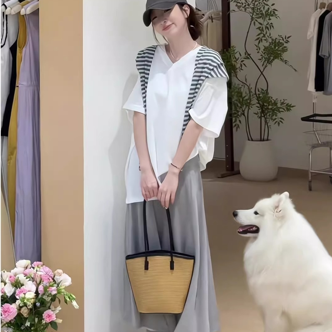 Loose-fitting Fashion Top And Skirt Two-piece Set
