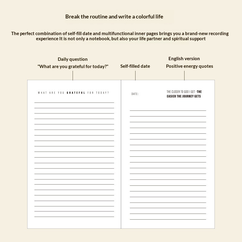 A5 English Inner Pages Hardcover Notebook 2
