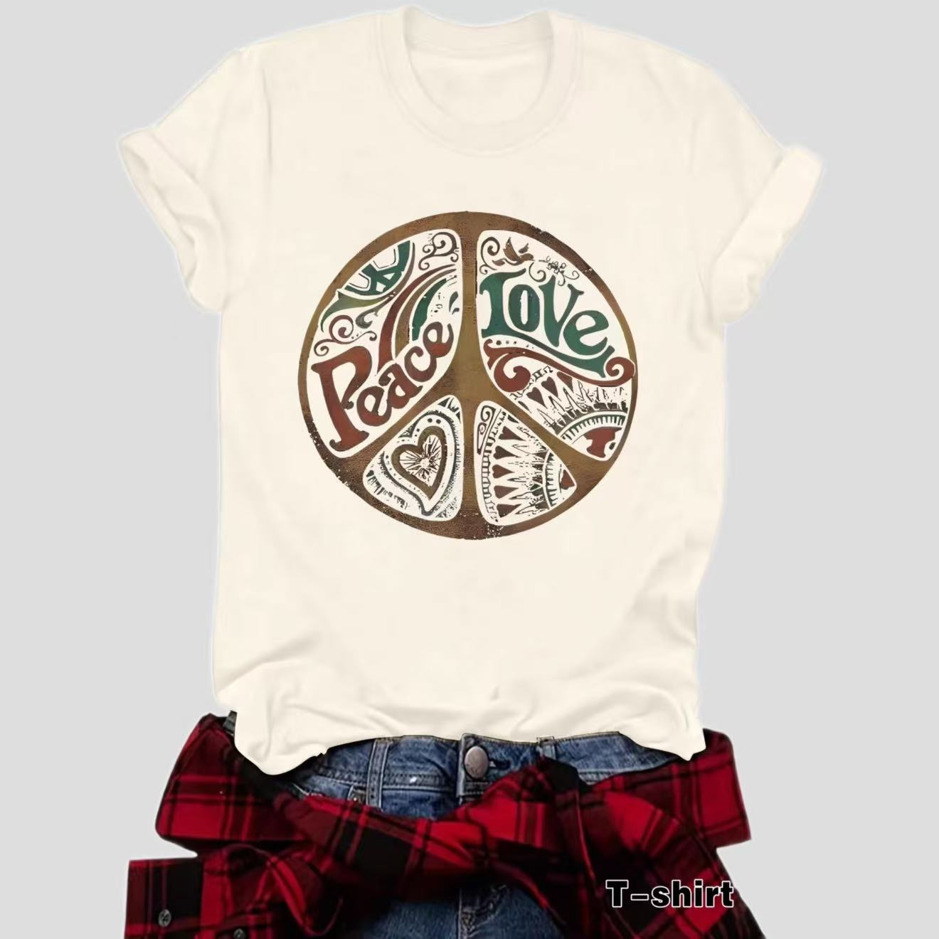 Women's Printed Loose Crewneck Short-Sleeve
