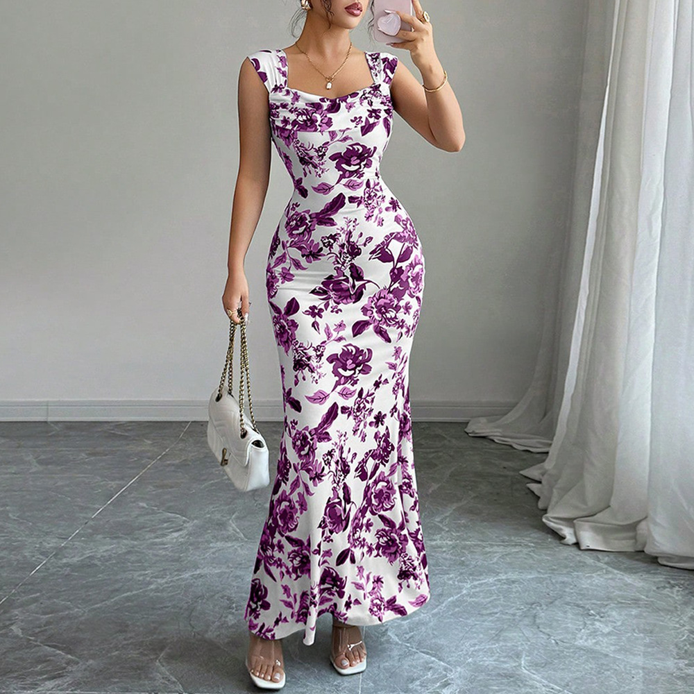 Sweet High Waist Printed Tie Dress