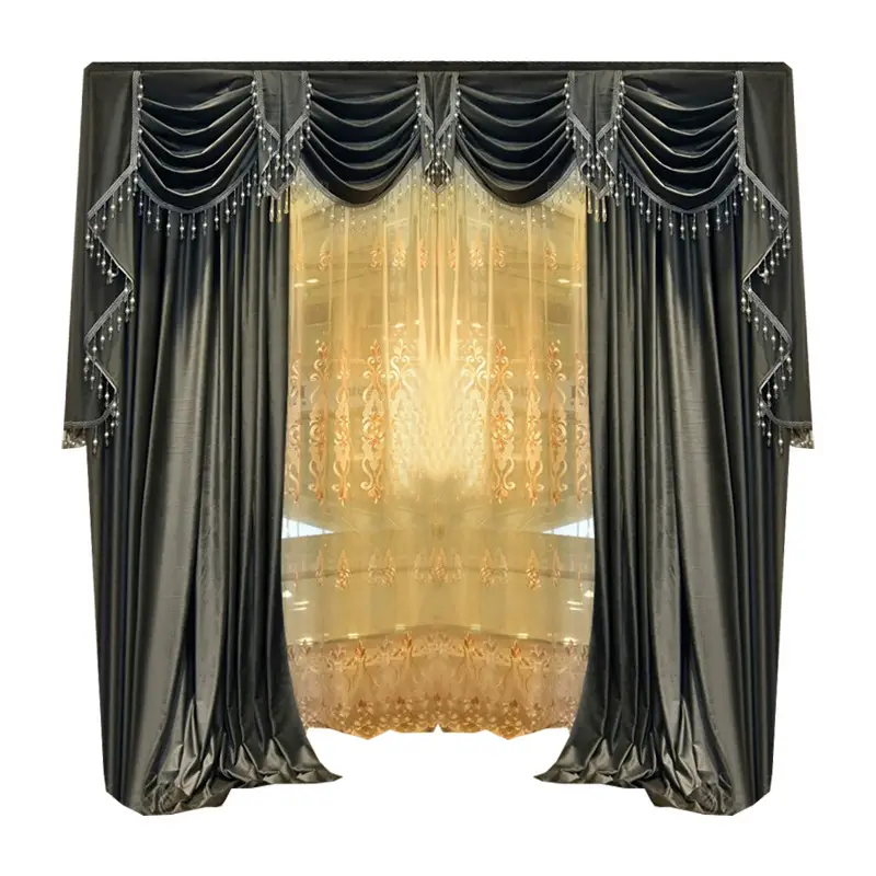 Solid-color Velvet Finished Blackout Curtains Living Room Shades