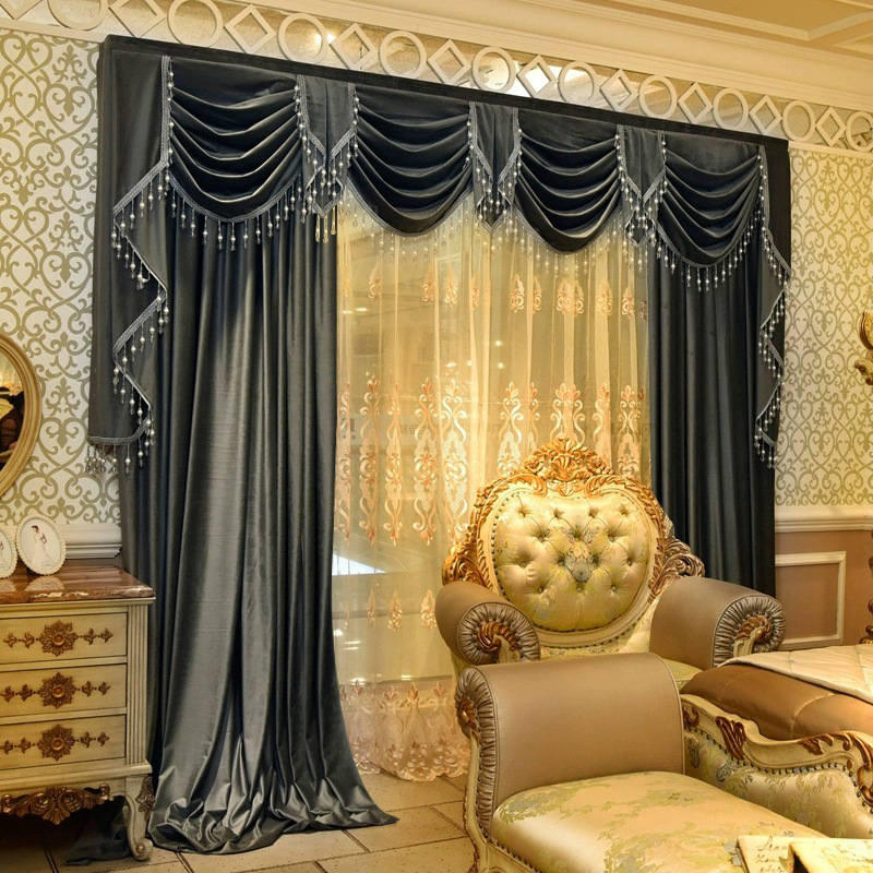 Solid-color Velvet Finished Blackout Curtains Living Room Shades