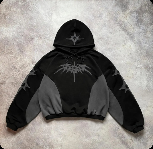 Loose Fit Men’s Pullover Hoodie Sweatshirt - Black Polyester