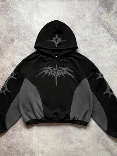 Loose Fit Men’s Pullover Hoodie Sweatshirt - Black Polyester