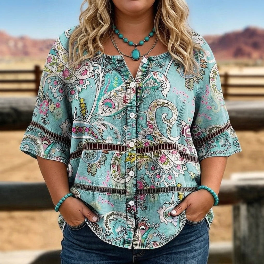 European And American Retro Bohemian Hollow-Out Plus-Size Top