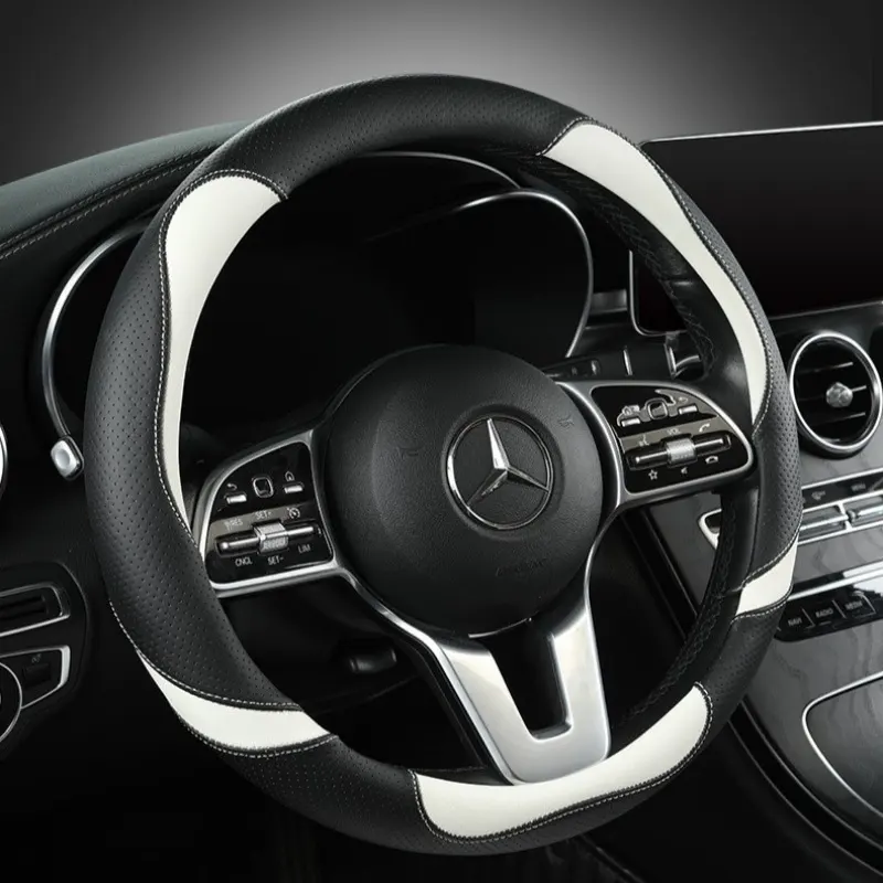 Car Steering Wheel Cover Unisex Cute Cartoon Full-Leather Non-Slip