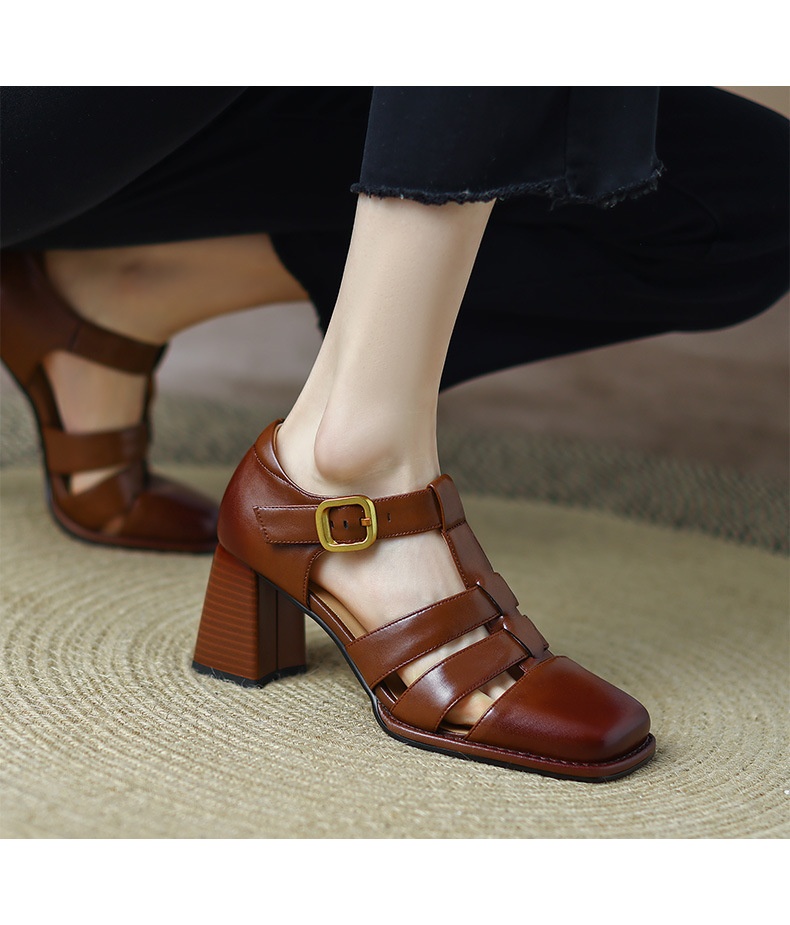 Women's Cutout Sandals High Heel T-Strap Buckle - Sarah Express