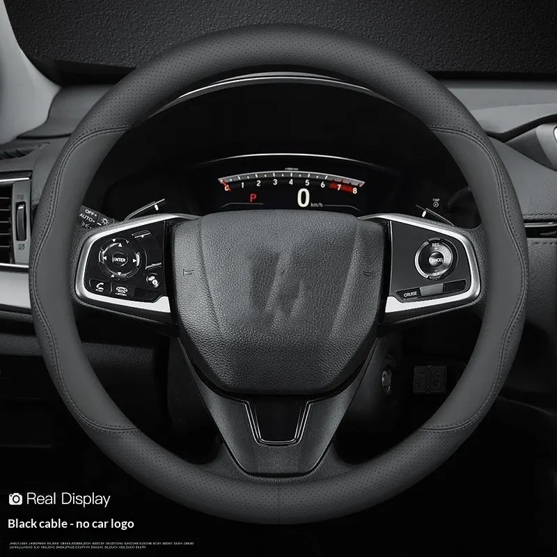 Cowhide Steering Wheel Cover Sporty Style