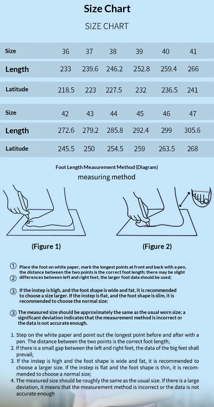 Aqua water shoes size chart – EU 36 to 47 swimming wading yoga outdoor sports